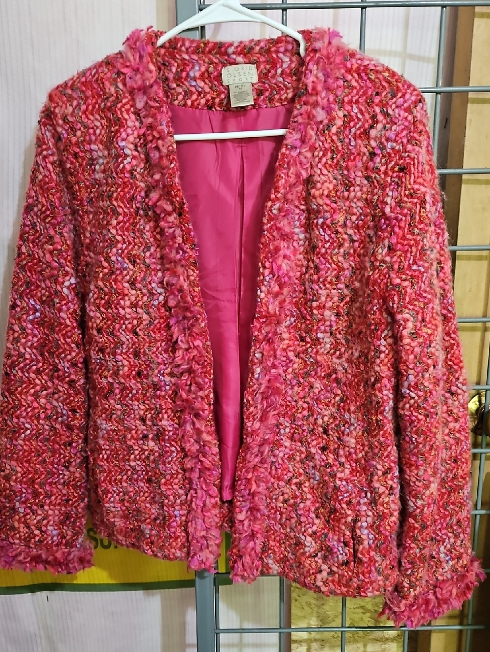 Sigrid Olsen Sport Pink and Coral Bouclé Knit Jacket